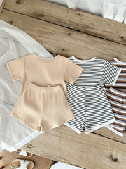 2pcs Baby Boys Striped T shirt & Shorts Summer Clothes Sets