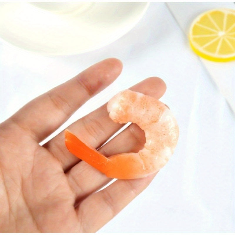 5pcs Realistic Shrimp Tail Models Orange & Beige Glossy Decor