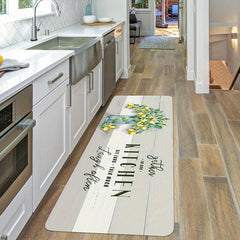 Lemon Pattern Sponge Kitchen Rugs Anti-fatigue Mat Anti-slip Doormat