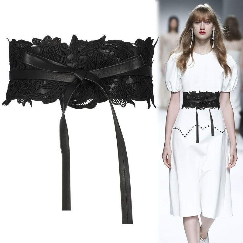 Wide Lace Waist Belt for Women Dress Skirt