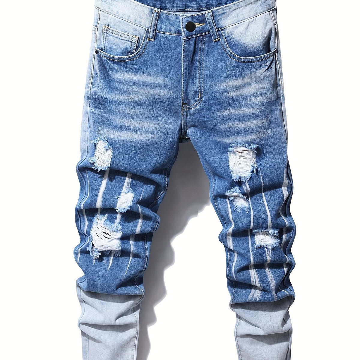 Mens Ripped Jeans Casual Distressed Denim Pants