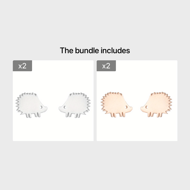 2pcs Men's Stainless Steel Hedgehog Stud Earrings