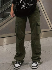  High Rise Straight Leg Cargo Trousers
