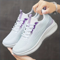 Women's Breathable Mesh Platform Sneakers Casual Lace Up Outdoor Shoes