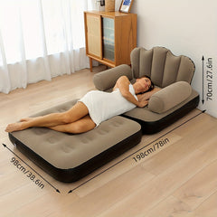 Khaki 5-in-1 Inflatable Sofa Bed with Pump