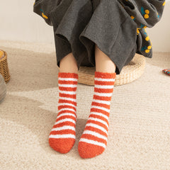 Women's Coral Fleece Stripe Socks - Colorful Lightweight Athletic Socks