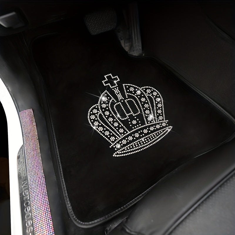 Crystal Inlaid Diamond Crown Car Foot Pad Car Throw Blanket