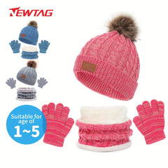 3pcs Children's Winter Scarf Gloves Hat Set for Boys and Girls