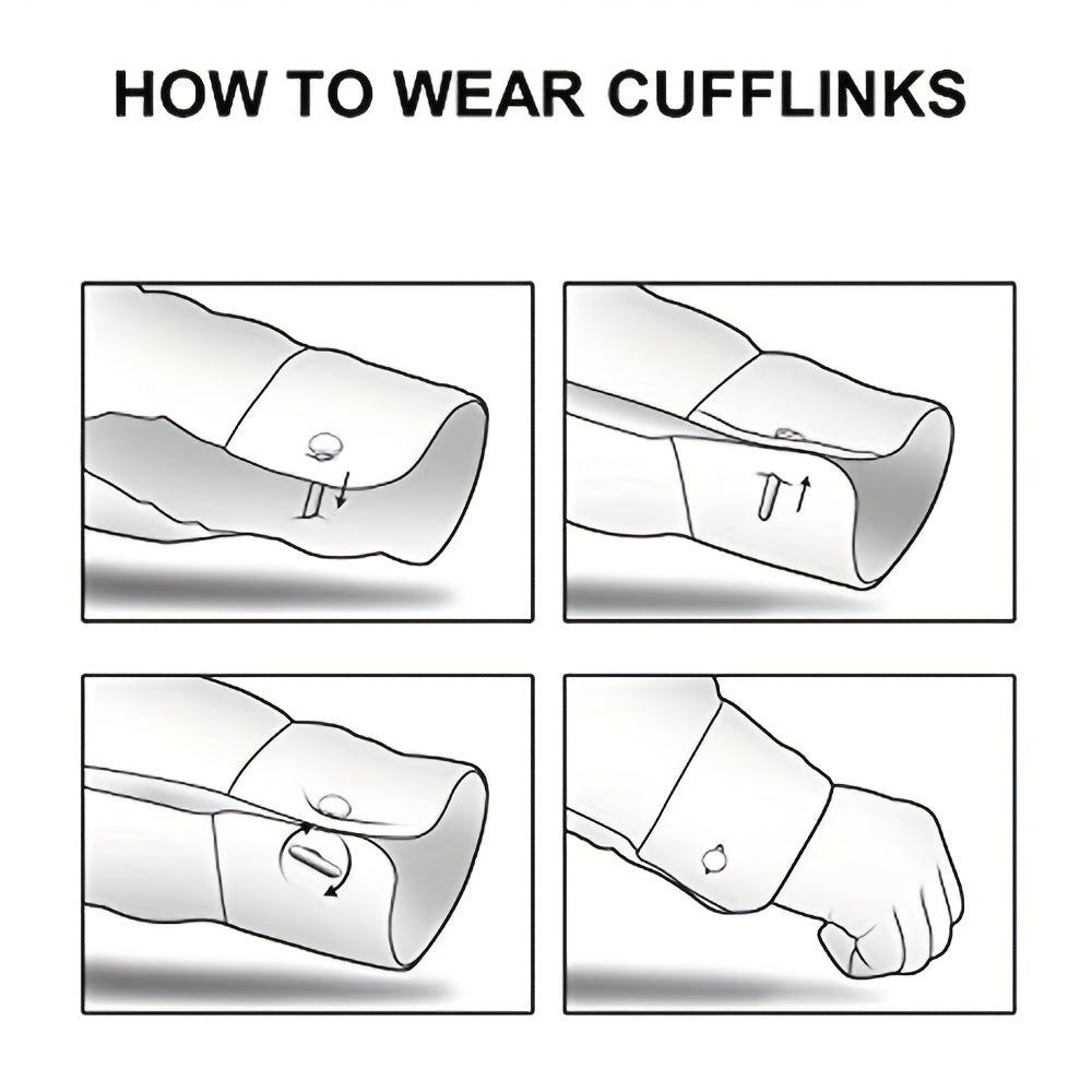 Men's Cubic Zirconia Cufflinks Stainless Steel Shirt Accessories
