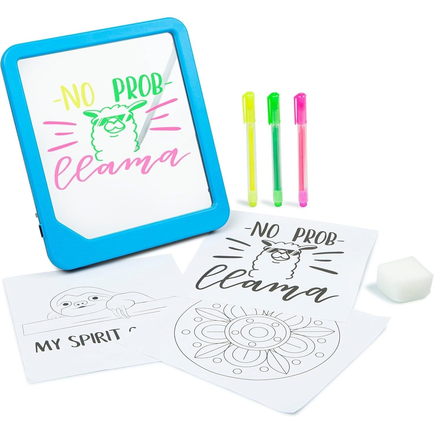 Neon Drawing Board with Markers & Stencils for Kids