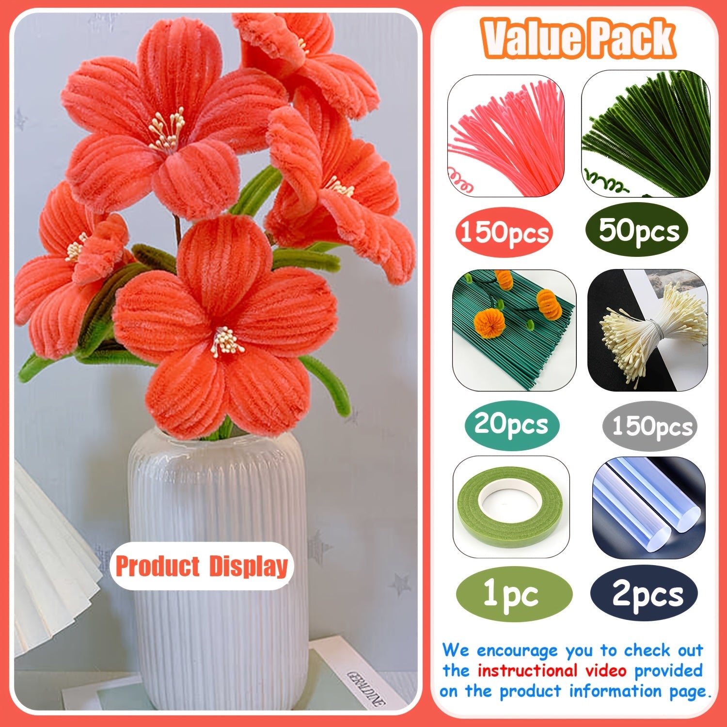 DIY Craft Kit Bougainvillea Fabric Floral Set Video Tutorial Rose Hibiscus