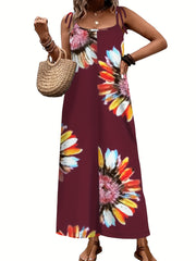  Boho Jumpsuit Tie Dye Floral Print Cami Overall