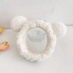 Bear Ear Headband Plush Elastic Hairband for Spa Use