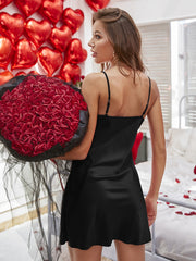 Satin Nightdress Sexy V Neck Spaghetti Strap Nightdress Women's Sleepwear