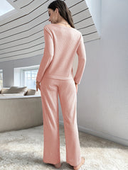 Ribbed Lounge Set Long Sleeve Top & Pants