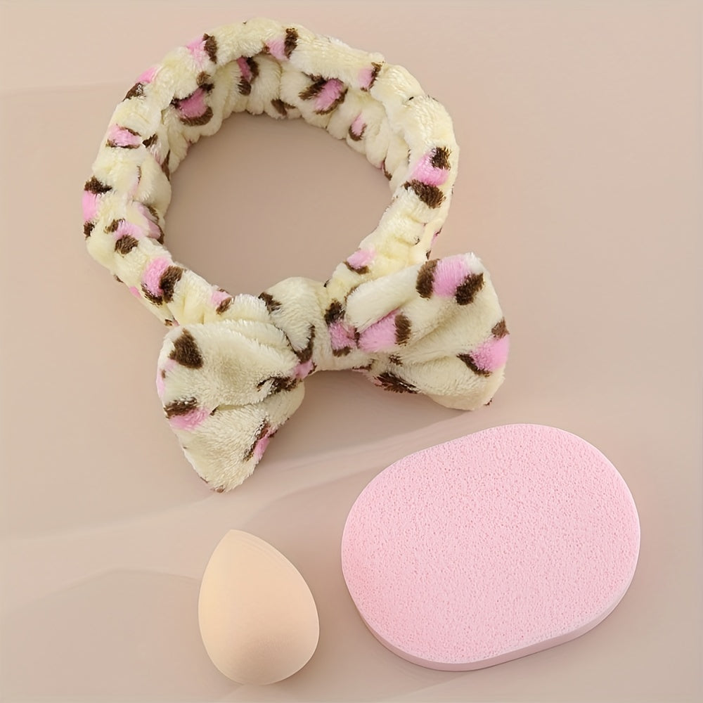 Soft Reusable Makeup Tool Set with Headband, Face Washing Puff, Makeup Sponge