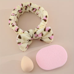 Soft Reusable Makeup Tool Set with Headband, Face Washing Puff, Makeup Sponge