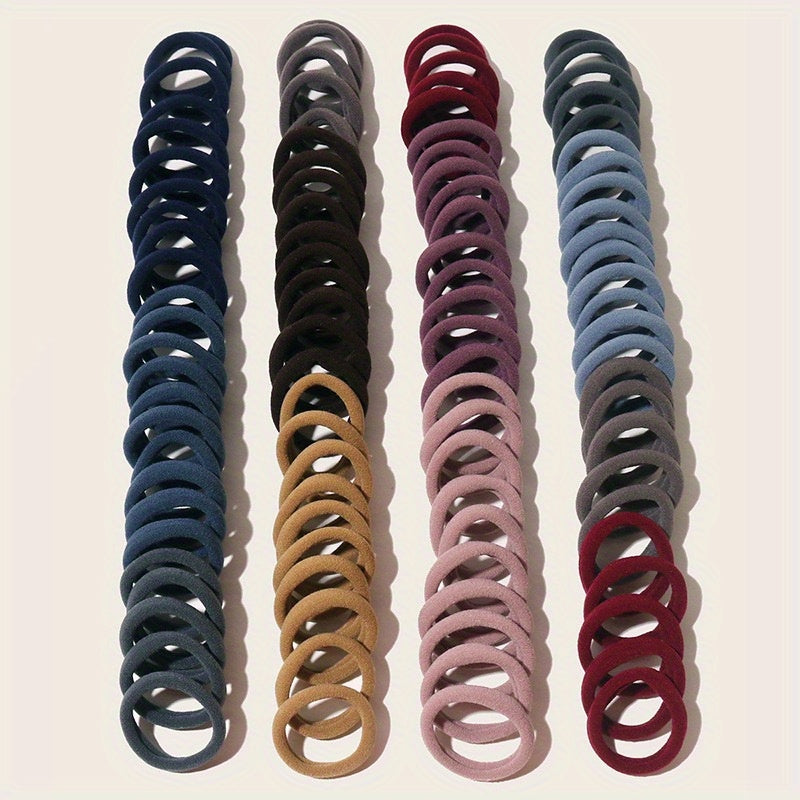 100pcs Solid Hair Tie Ponytail Holder Minimalist Hair Band