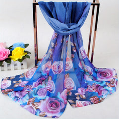 Peacock Floral Print Silk Scarf Wrap Casual Head Wrap Gift For Mother's