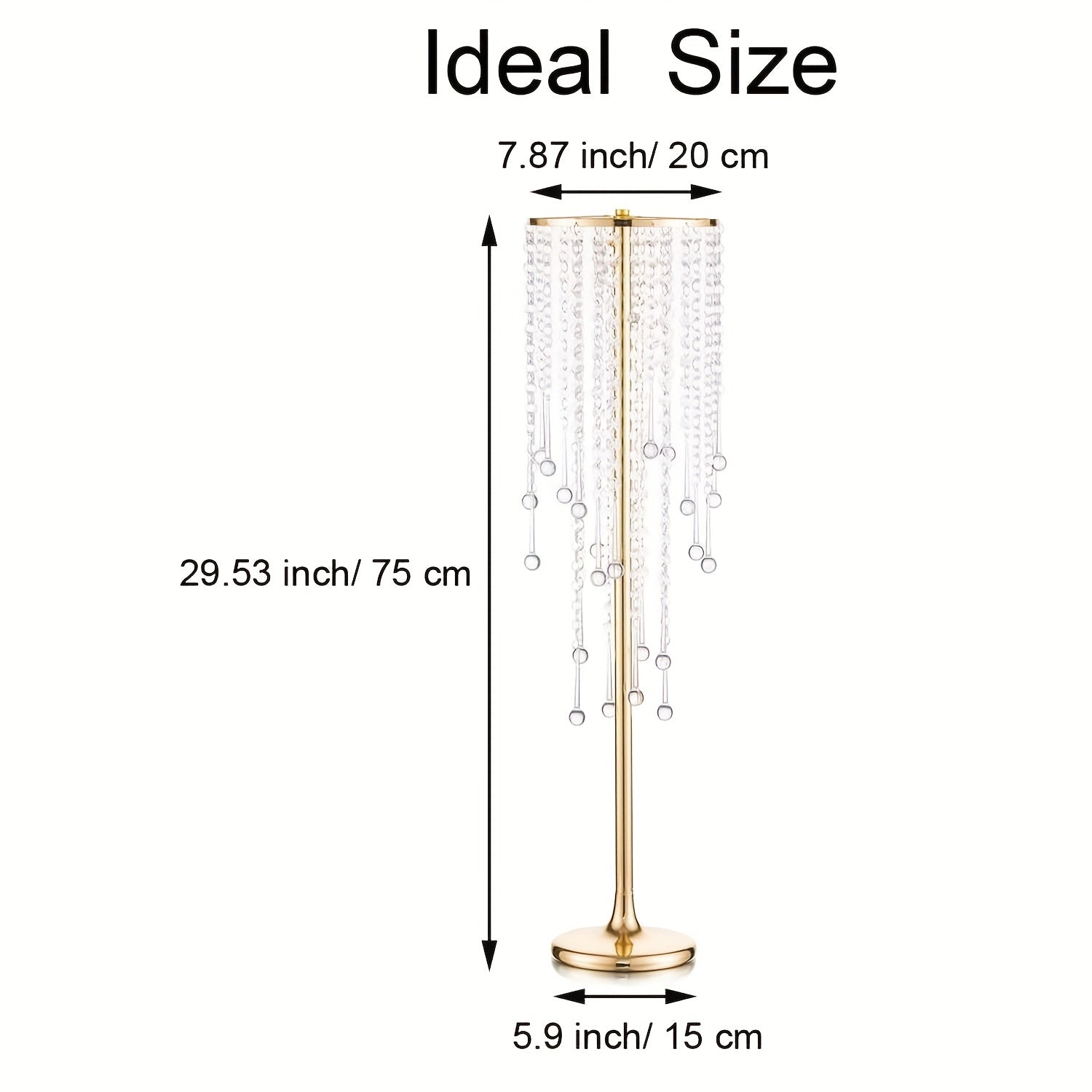 2pcs Tall Golden Flower Vases Crystal Centerpiece