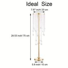2pcs Tall Golden Flower Vases Crystal Centerpiece