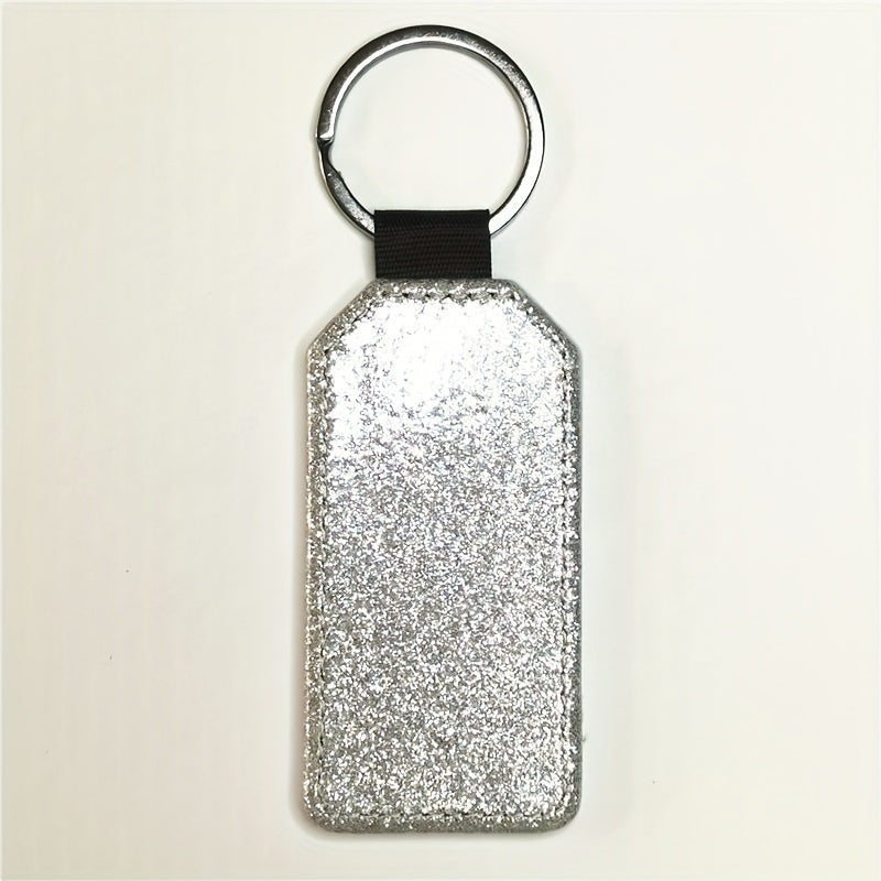 10pcs Sublimation PU Leather Glitter Keychain Single Side Printing