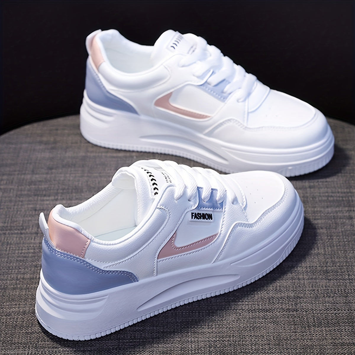 Women's Platform Skate Shoes Round Toe Colorblock Lace Up Low Top Sneakers