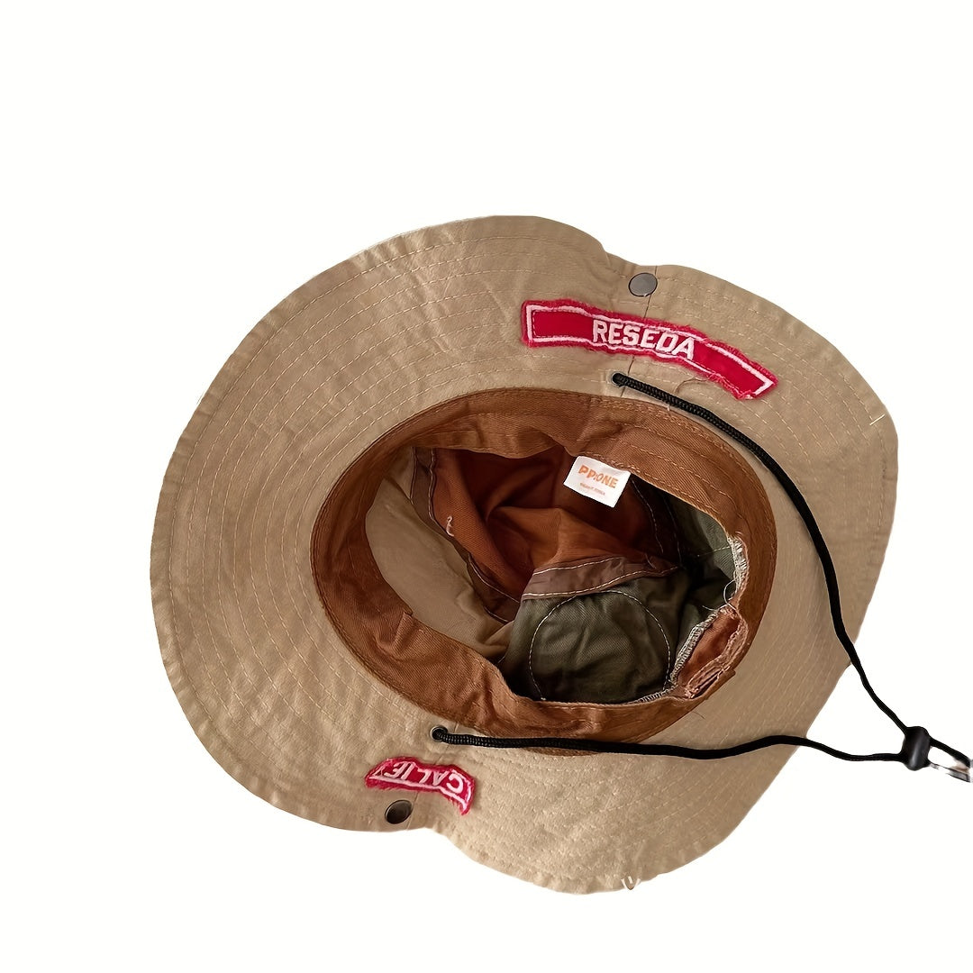 Dark Green Colorblock Bucket Hat Double-sided Sun Hat
