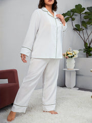  Women's 2pcs Pajama Set Letter Embroidery Shirt & Pants