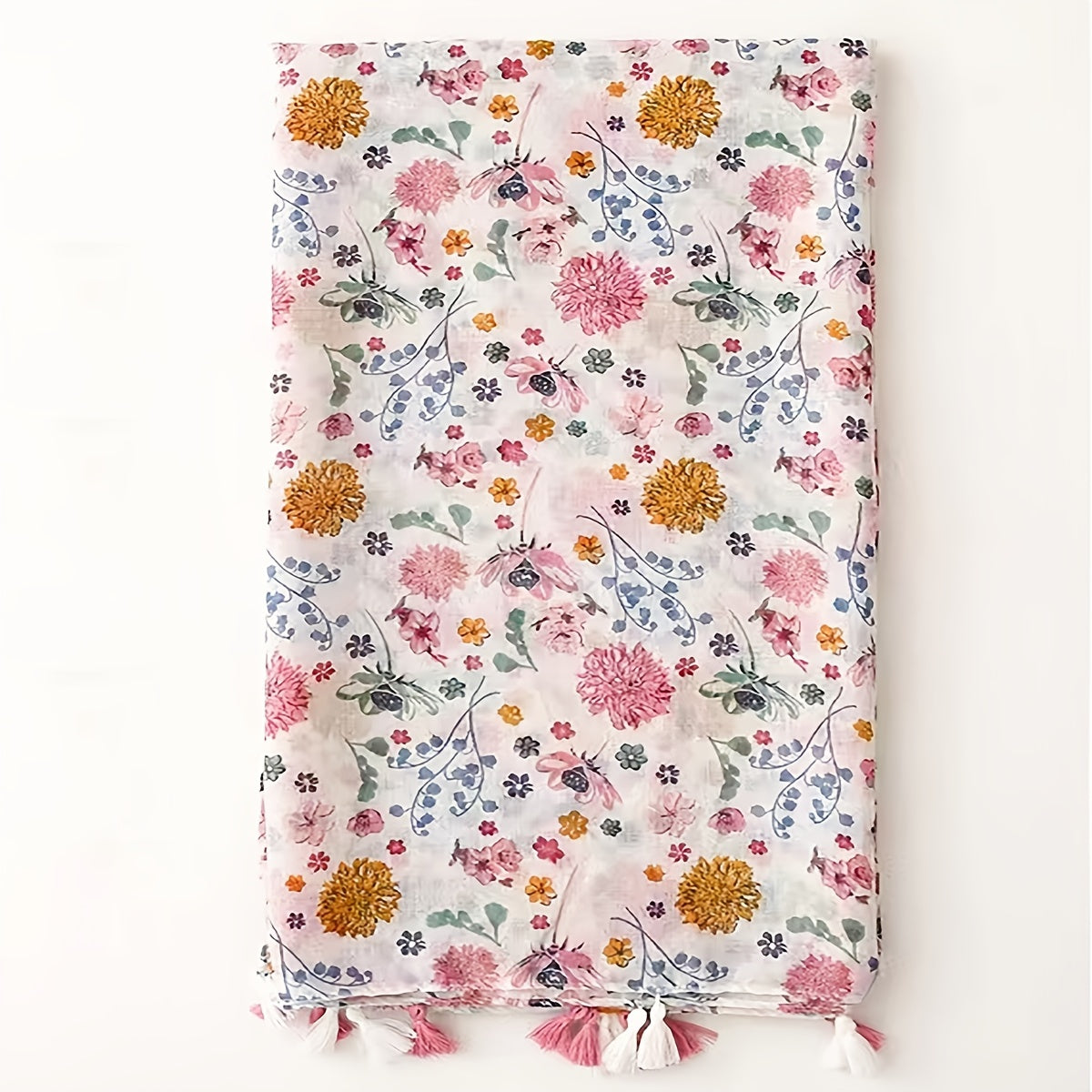 Red Romantic Floral Print Scarf 31 50' 70 87' Raw Edge Bandana