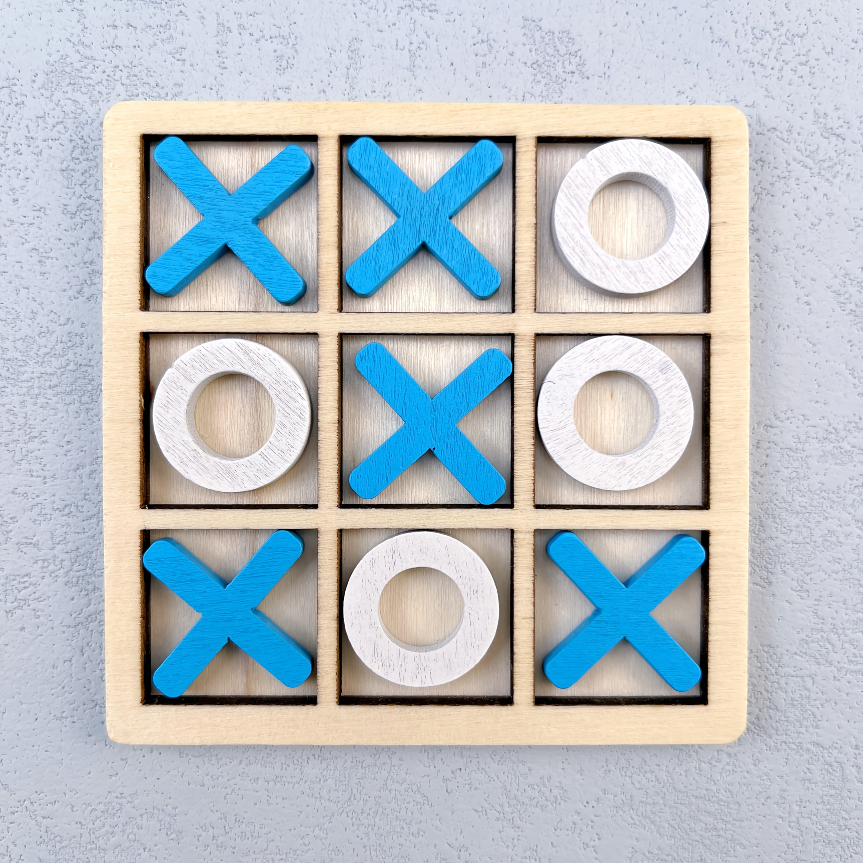 Colorful Wooden Tic Tac Toe Game for Two Players