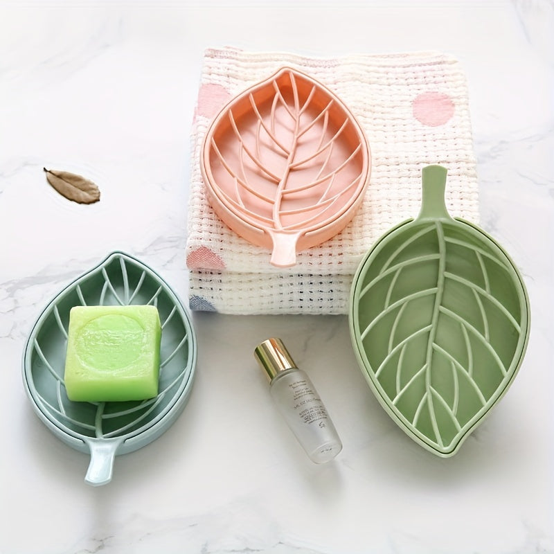 Double Layer Leaf Drainage Soap Box Laundry Soap Rack and Bathroom Accessory