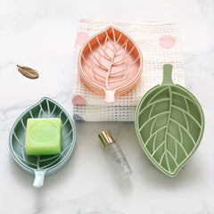 Double Layer Leaf Drainage Soap Box Laundry Soap Rack and Bathroom Accessory