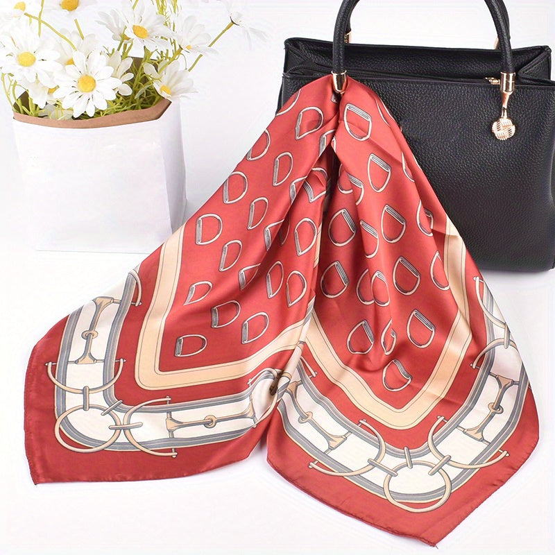 Vintage Chain Print Bandana Silk Square Scarf Shawl Neckerchief