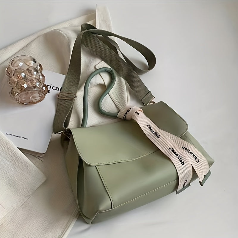 Minimalist Flap Hobo Bag PU Leather Handbag Women's Tote & Shoulder Purse
