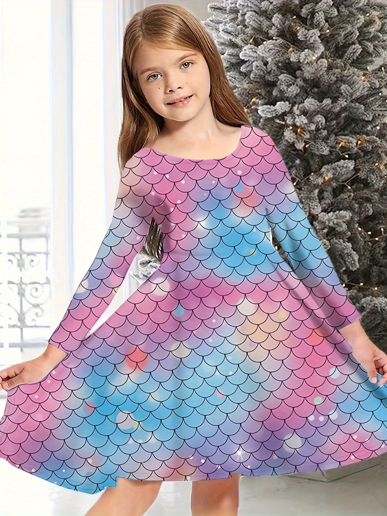 Long Sleeve Christmas Dress Girls Sweet Dresses Kids Gift