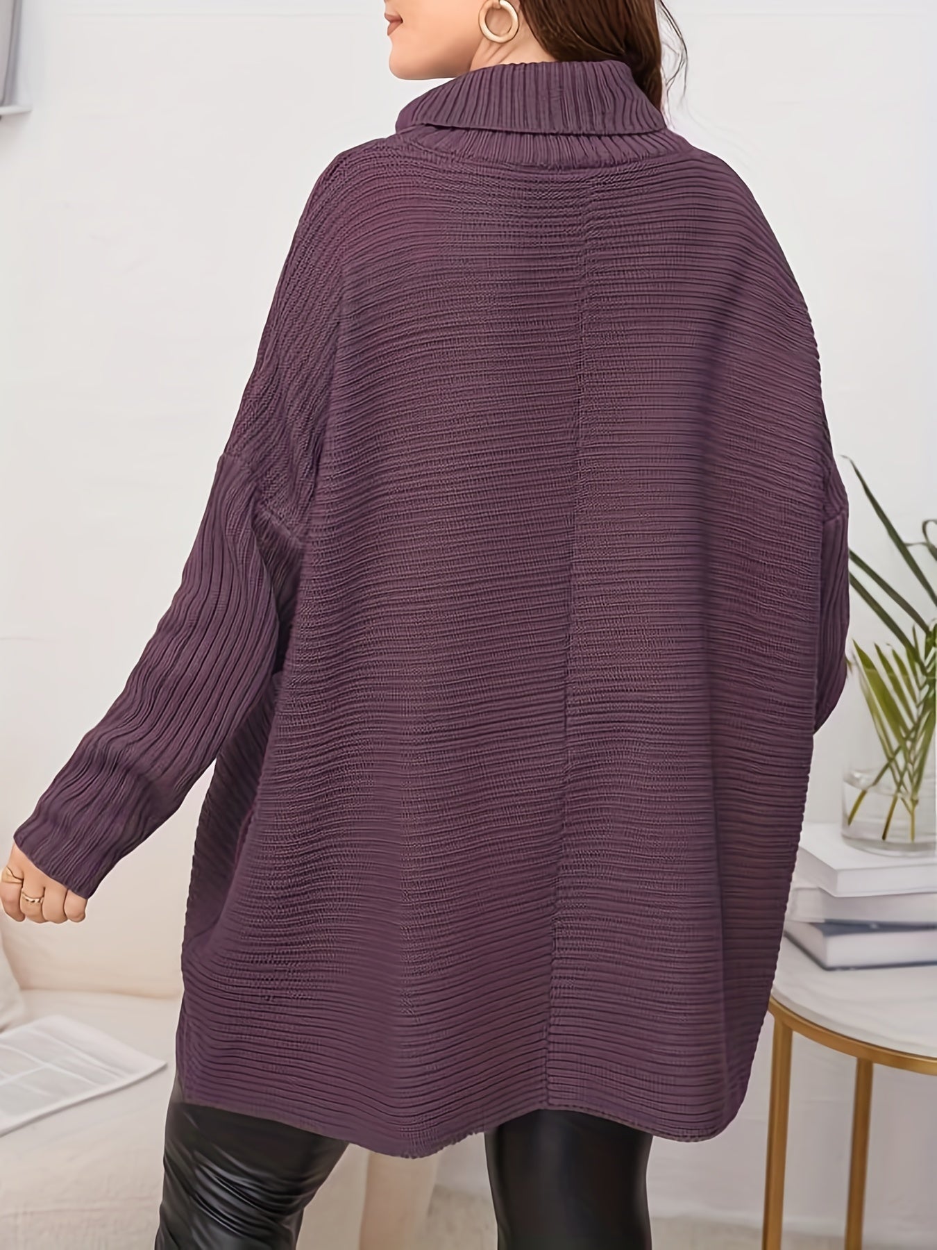  Ribbed Turtle Neck Pullover Sweater