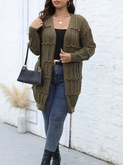  Lantern Sleeve Open Front Knit Duster Cardigan