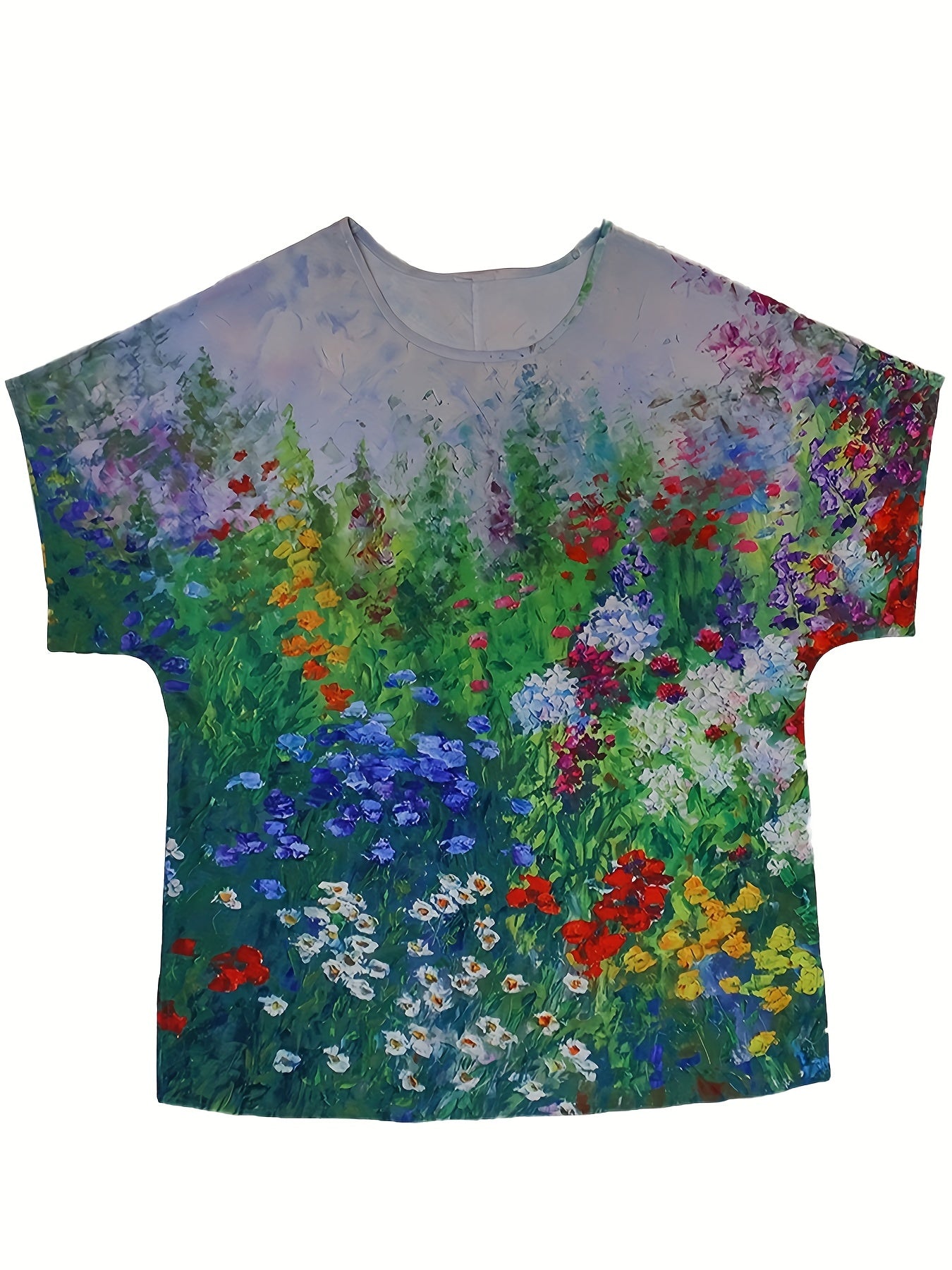  Floral Print Short Sleeve Blouse