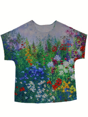  Floral Print Short Sleeve Blouse