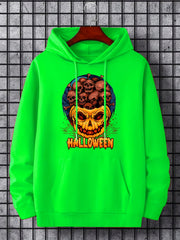 Men's Skull & Pumpkin Graphic Hoodie for Halloween