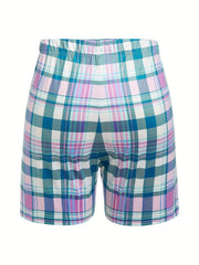  Plaid Print Peplum Top & Shorts Set
