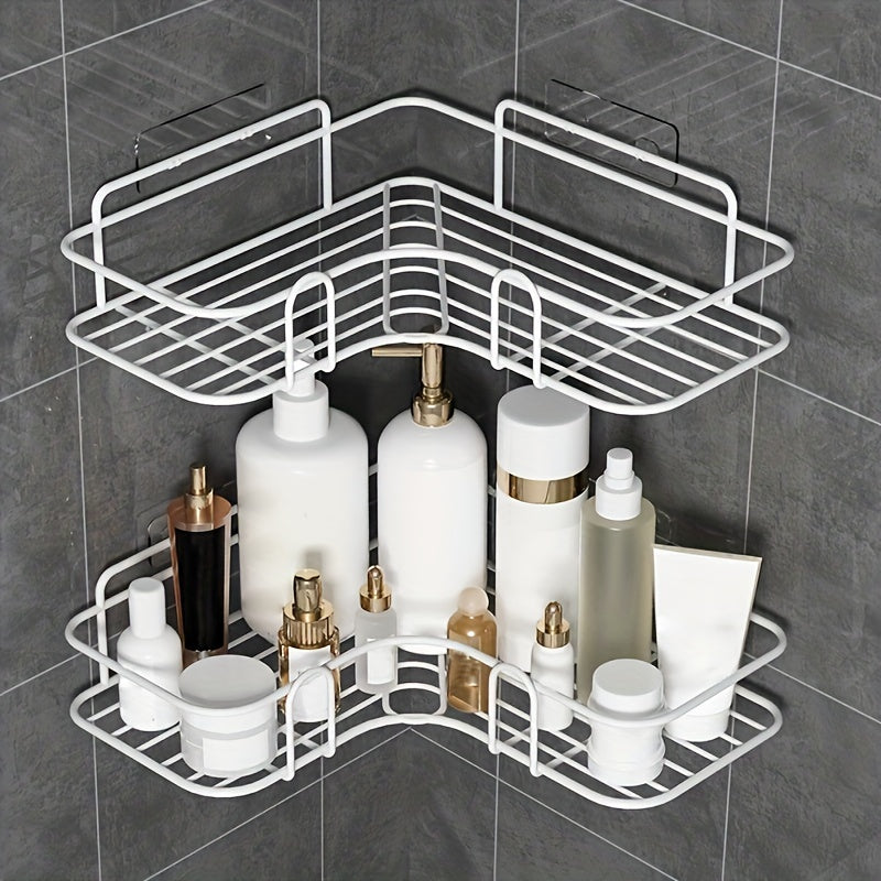 1pc Punch Corner Shelf Bathroom Rack Shelf Bathroom Toilet Seamless Wall Mounted