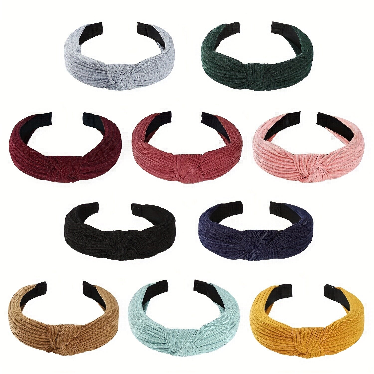 Cross Knotted Ribbed Headband Wide Fabric Headdress Solid Hair Band