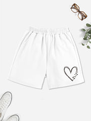 Girls' Casual Heart Graphic Shorts with Pockets