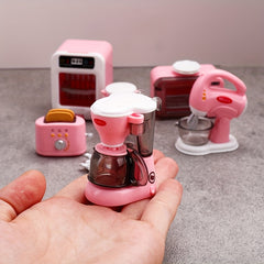 Dollhouse Kitchen Set Coffee Maker Egg Beater Oven Model DIY Accessories Toy