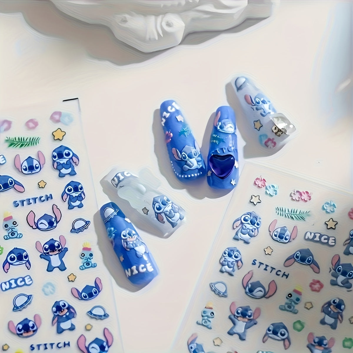 Matte Stitch Nail Stickers Hearts DIY Self Adhesive Decals