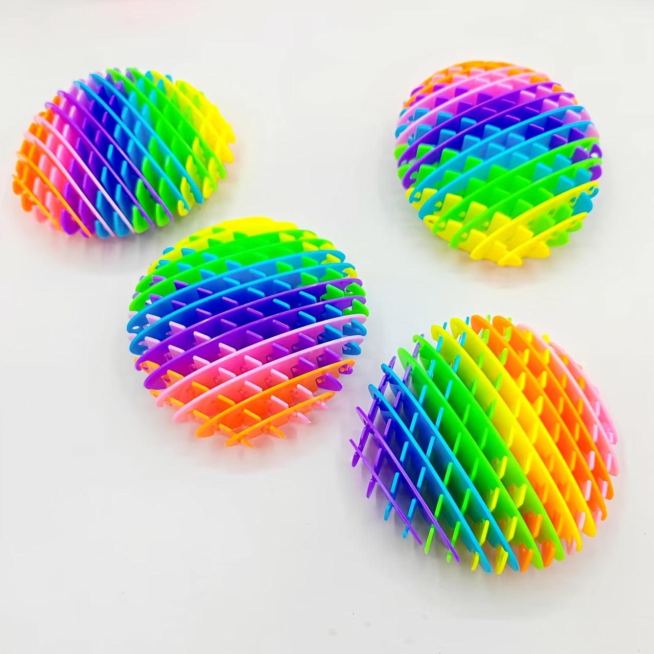 2 Pack Neon Stretchy Balls Interactive Sensory Toys Vibrant Rainbow Patterns