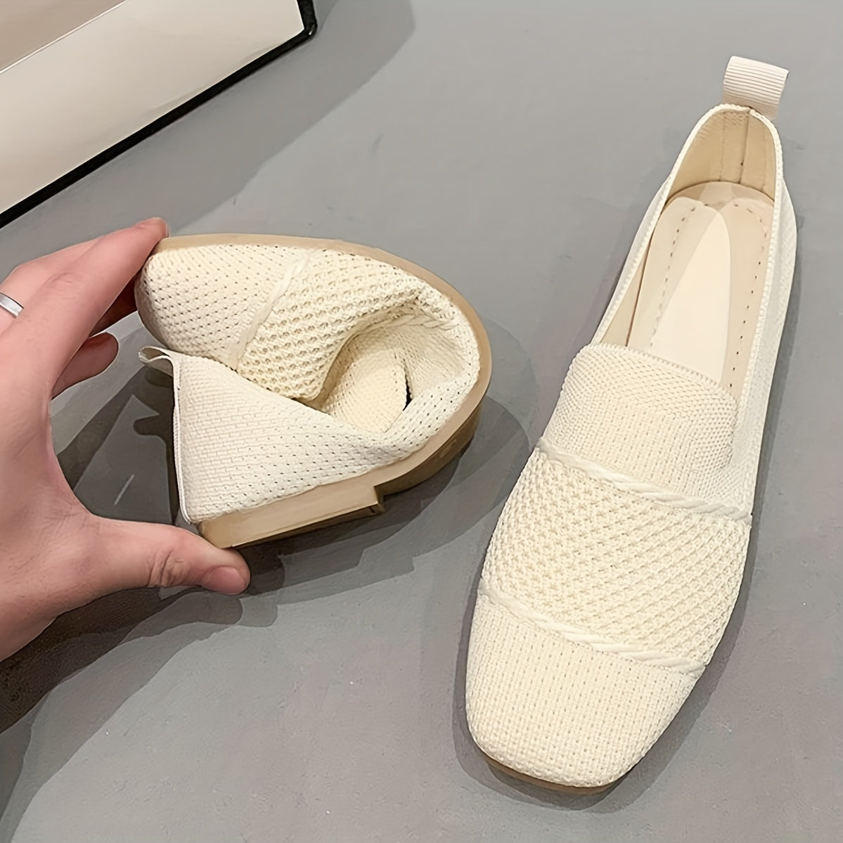 Women's Square Toe Loafers Breathable Flat Shoes Soft Sole Summer Walking Shoes