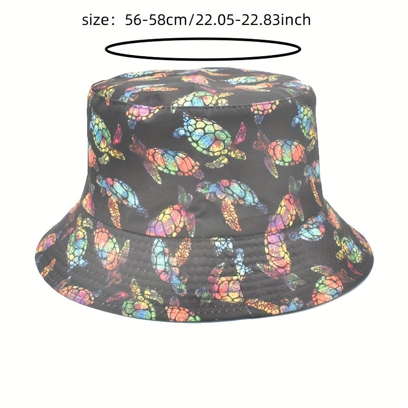 Marine Life Print Bucket Hat UV Protection Sunscreen